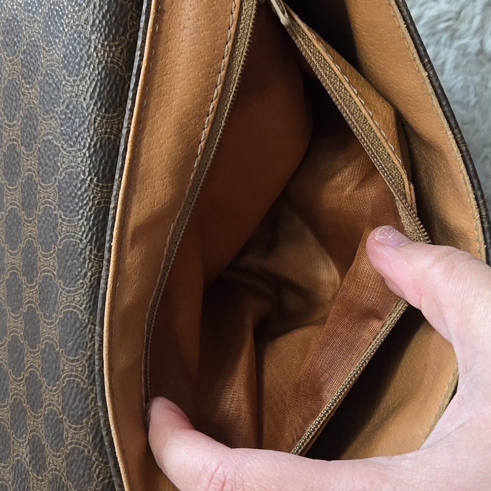 Celine Vintage brown leather macadam crossbody bag - Picture 12 of 15